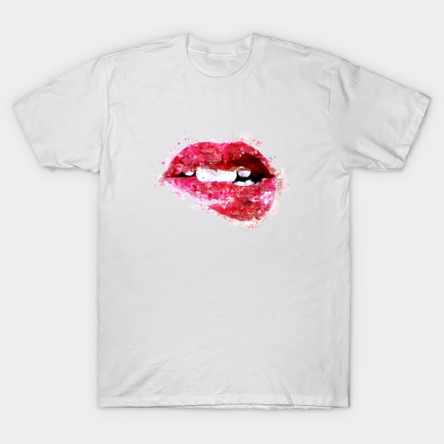 Watercolored Sexy Lips T-Shirt by phxartisans